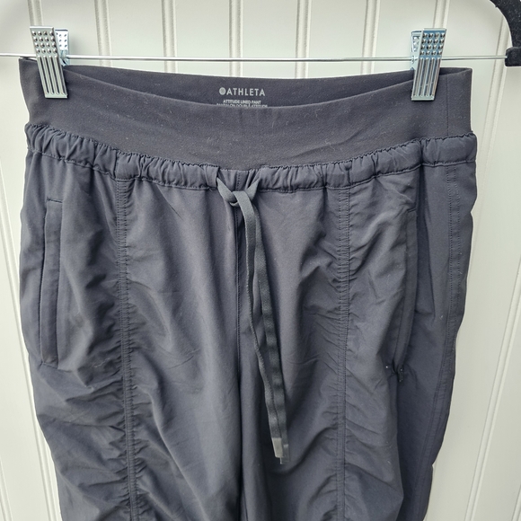 Athleta Black Joggers Rushed Sides With Pockets Womens Size 2 - Picture 3 of 4